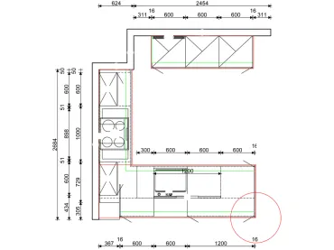 Grimm Küchen Offenburg - Musterküche 28 - Grundriss