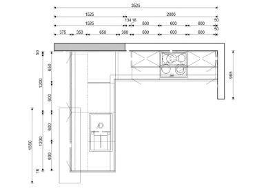 GRIMM Küchen Karlsdorf-Neuthard - Musterküche 21 - Grundriss