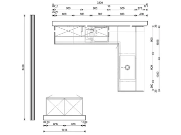 Grimm Küchen Freiburg - Musterküche 02 - Grundriss