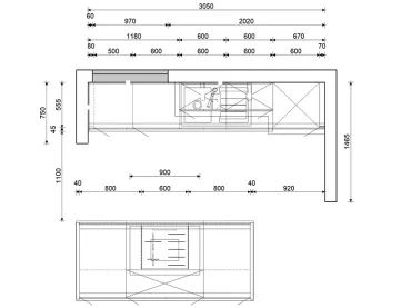 GRIMM Küchen Freiburg - Musterküche 27 - Grundriss