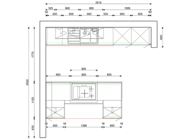 GRIMM Küchen Offenburg - Musterküche 26 - Grundriss