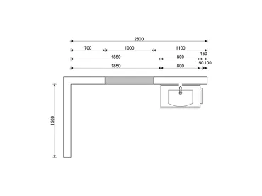 Grimm Küchen Rastatt - Musterküche 16A - Grundriss
