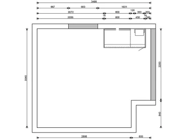 GRIMM Küchen Waldshut-Tiengen - Musterküche 15A - Grundriss