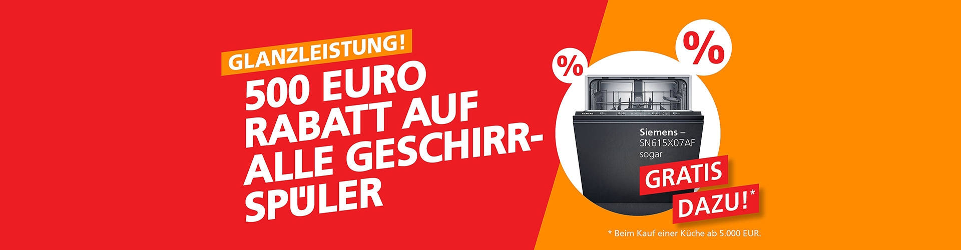 GRIMM Küchen Headerbild - Aktion Geschirrspüler 02/2026